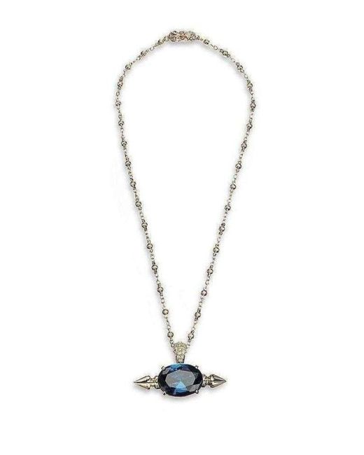 Mawi Spike And Oval Blue Crystal Necklace