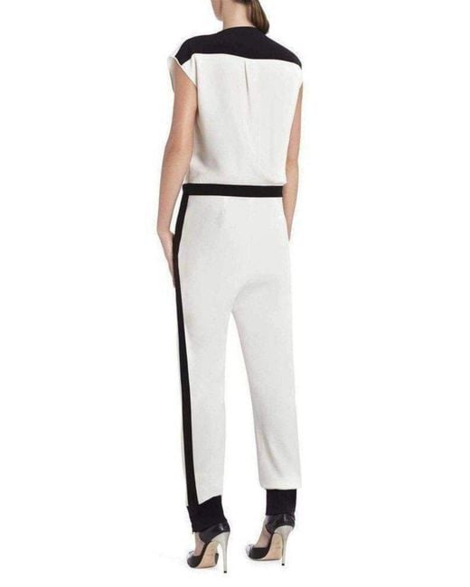 BCBGMAXAZRIA White Patricia Color-blocked Jumpsuit