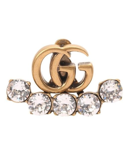 Gucci Metallic Crystal Double G Single Earring