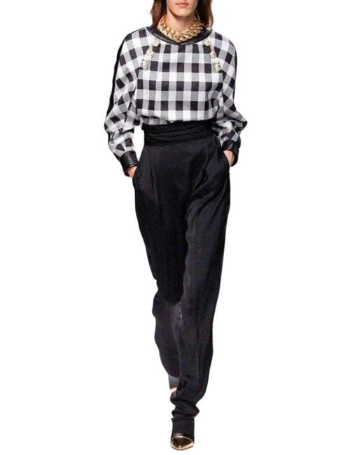 Balmain Black High Waisted Tuxedo Pants