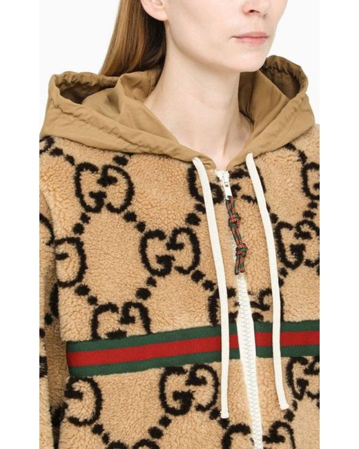 Gucci Natural GG Pattern Wool Fleece Jacket