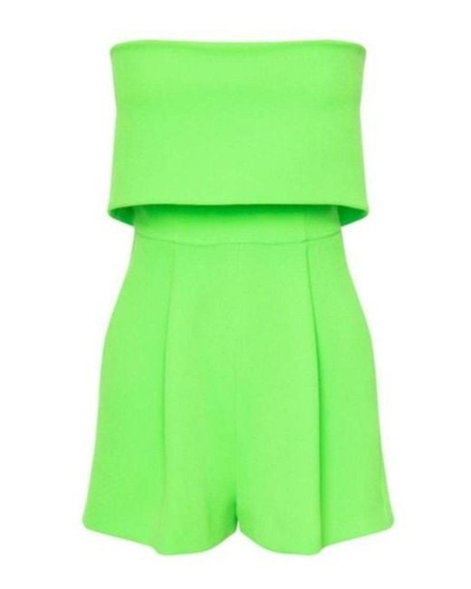Alex Perry Green Darby Overlay Crepe Strapless Romper