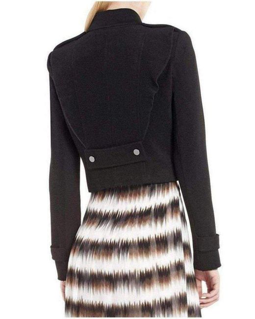 BCBGMAXAZRIA Black Fay Ruffled Military Jacket