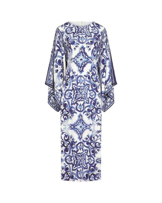 Dolce & Gabbana Blue Blu Mediterraneo Silk Chiffon Kimono Dress