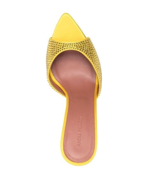 AMINA MUADDI Yellow Crystal-embellished Caroline Mules