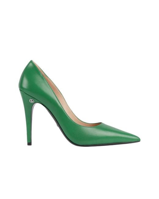 Gucci Pointed-toe 105mm Green Leather Pumps
