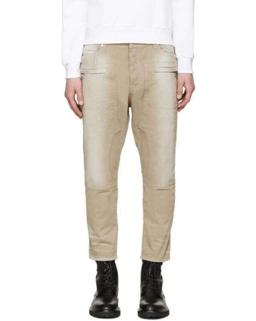Balmain Natural Tan Cropped Jeans for men