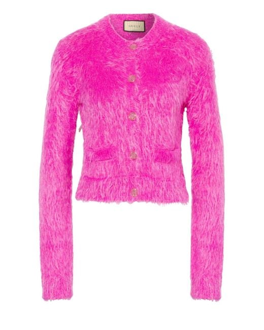 Gucci Pink Brushed Wool Cardigan