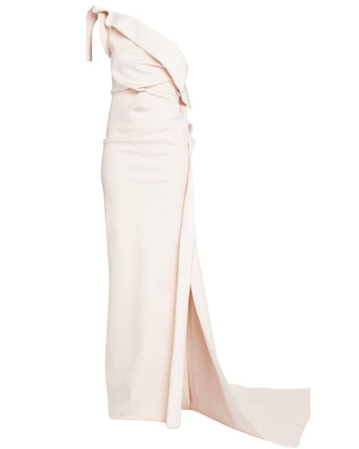 Maticevski White Instrumental One-shoulder Crepe Gown