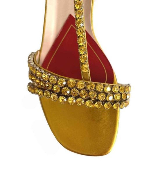 Gucci Bertie Embellished Metallic Leather Sandals In