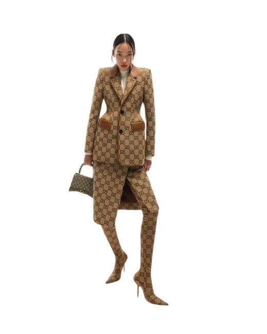 Gucci Brown The Hacker Project Maxi GG Hourglass Jacket