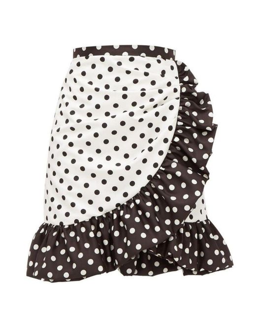 Rodarte Black Ruffled Polka-dot Skirt