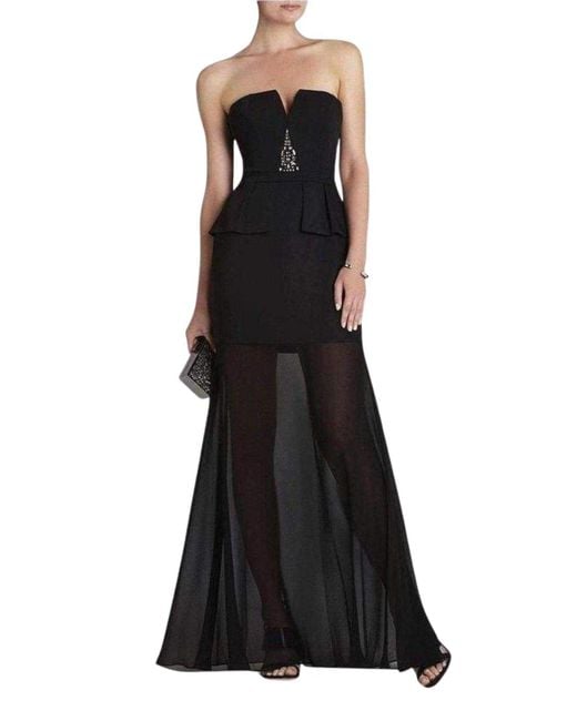 BCBGMAXAZRIA Black Caitlyn Strapless Embellished Bodice Dress