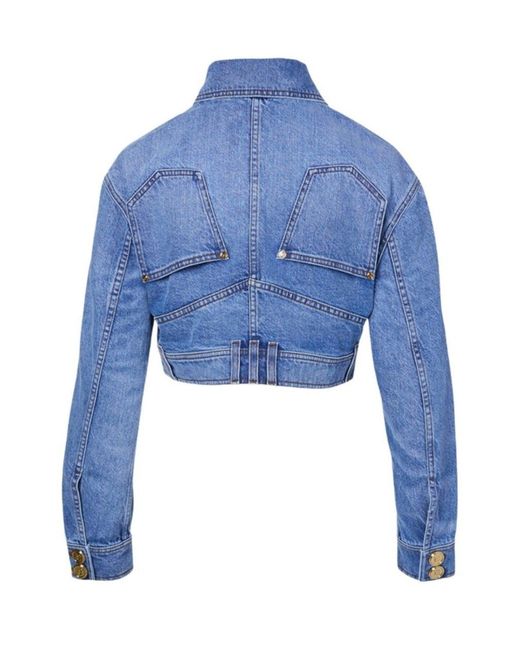 Balmain Blue Cropped Denim Jacket Fr 36 (us 4)