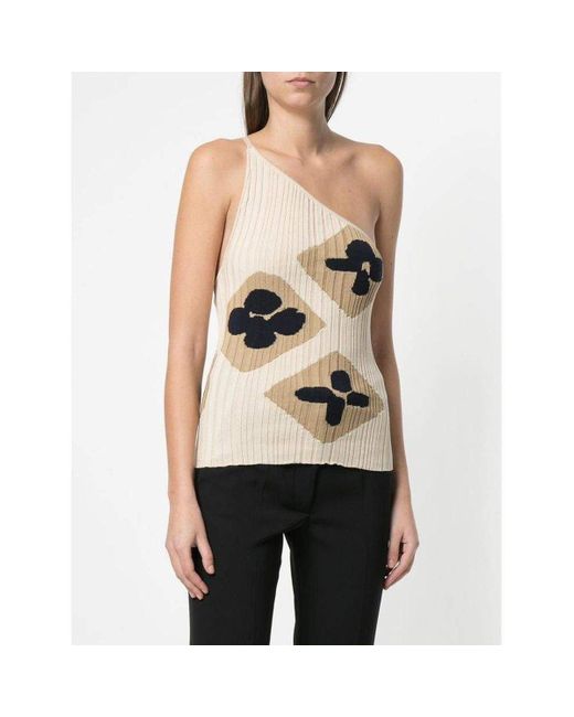 Jacquemus Natural Rib Knit One Shoulder La Maille Caldu Top