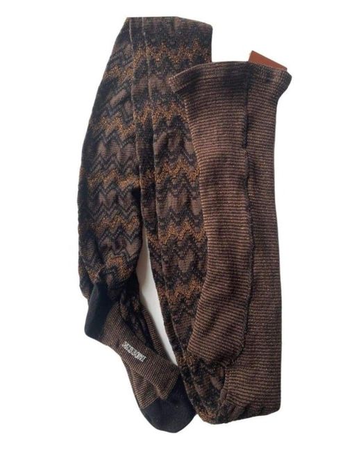 Missoni Multicolor Metallic Shimmer Zigzag Tights
