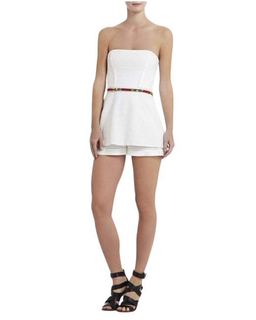 BCBGMAXAZRIA White Beaded-rope Waist Belt