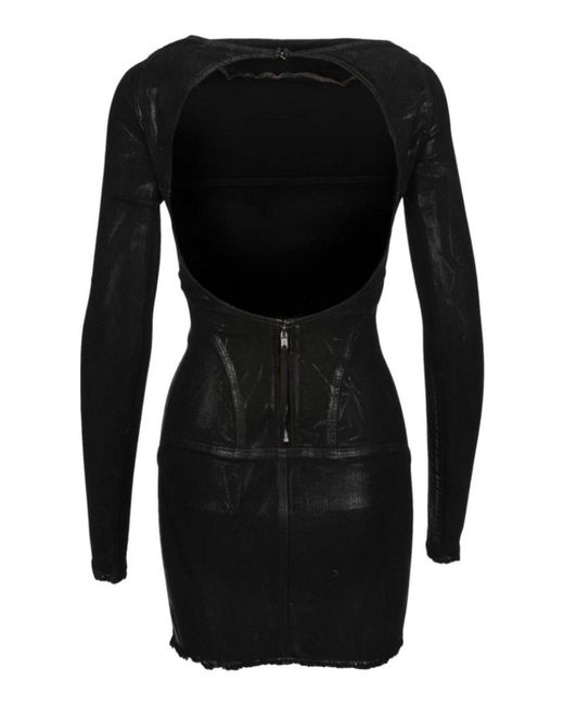 Rick Owens Black Open-back Mini Cotton Dress