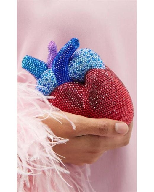 Gucci Red Broadway Heart Crystal-embellished Clutch Bag