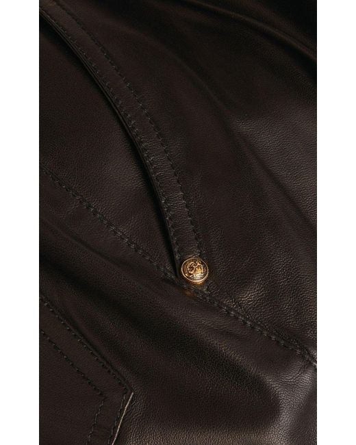 Balmain Black Leather High-waist Belted Pants
