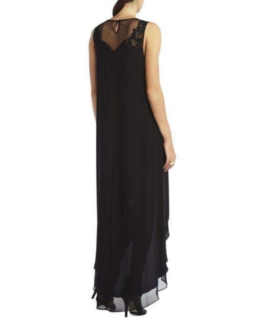 BCBGMAXAZRIA Black Cassidy Sleeveless Embroidered Lace Yoke Dress