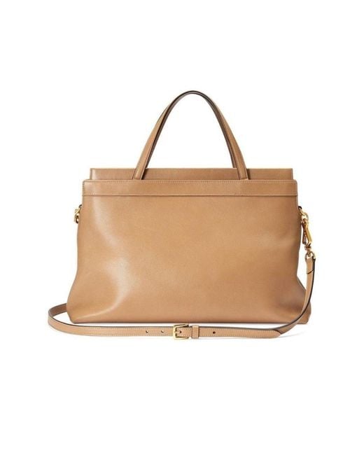 Gucci Brown Medium Leather Tote Bag