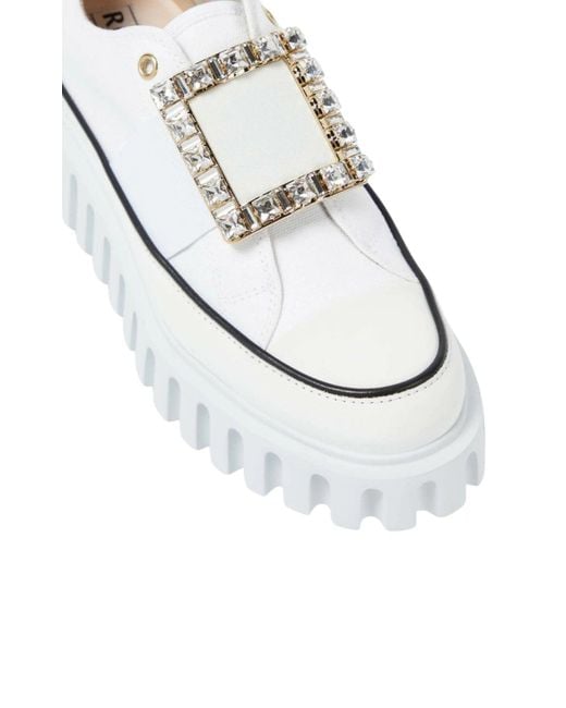 Roger Vivier Viv' Go-thick Buckle White Platform Sneakers