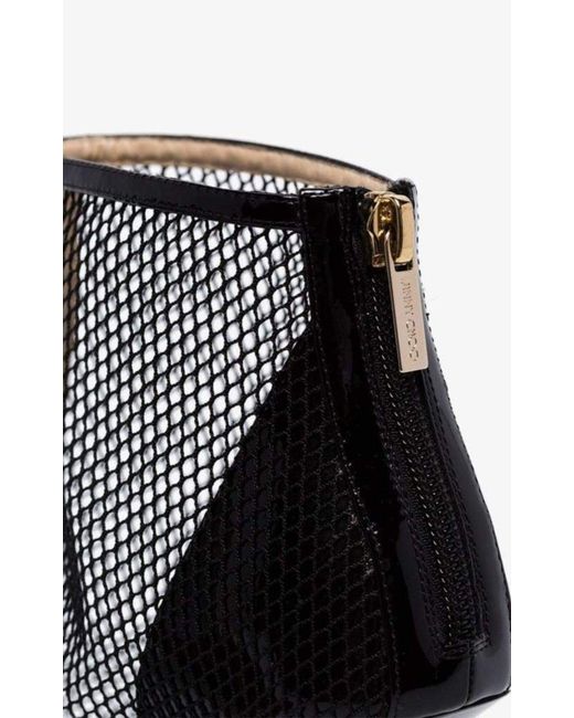 Jimmy Choo Black Kix 100 Fishnet And Patent-leather Ankle Boots It 38.5