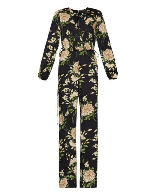 BCBGMAXAZRIA Black Garden Floral Wide-leg Jumpsuit