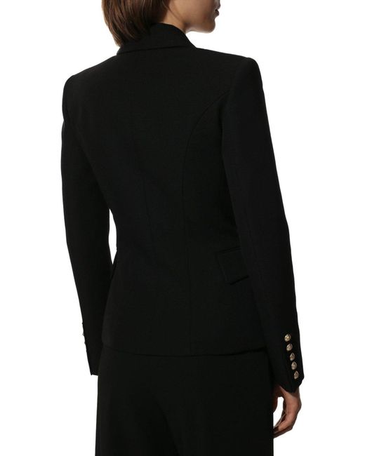 Balmain Black Classic Double-breasted Wool Blazer