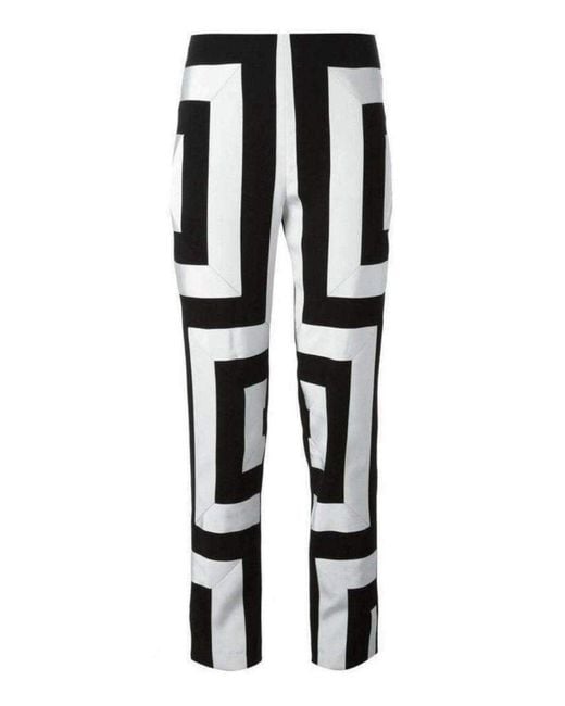 KENZO Black Geometric Print Trousers Pants Fr 40 (us 10)