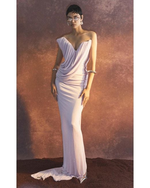 Maticevski Purple Systema Draped Jersey Gown
