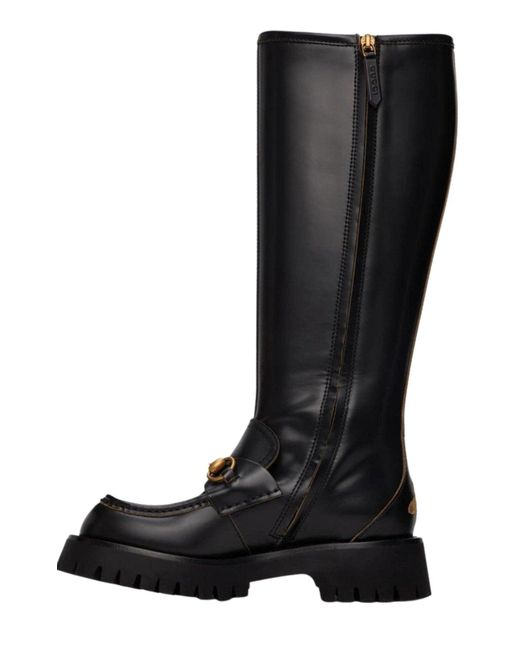 Gucci Black Horsebit Detail Knee-high Boots