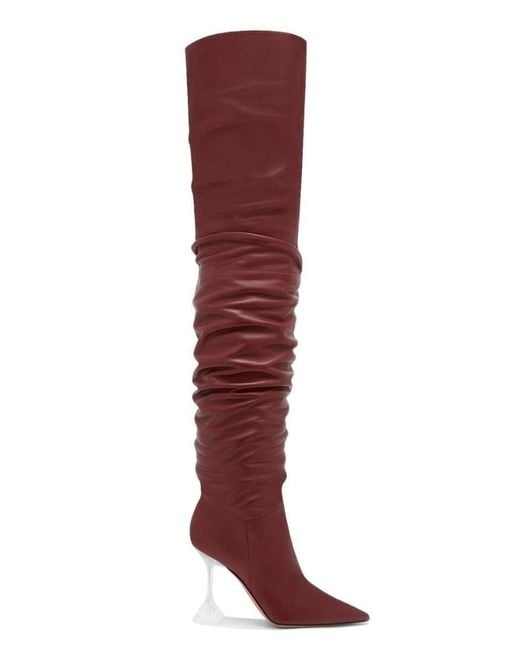 AMINA MUADDI Red Olivia Leather Over-the-knee Boots
