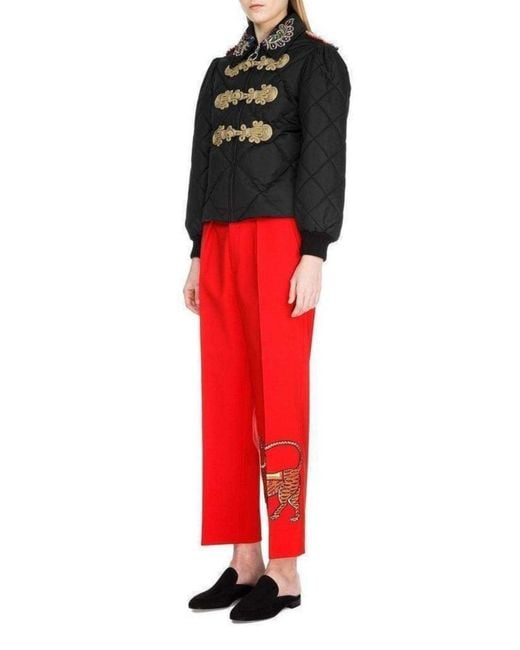 Gucci Black Embroidered Quilted Bomber Jacket It 38 (us 2)