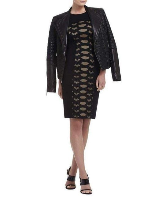 BCBGMAXAZRIA Black Leona Lace Dress With Contrast Ponte Dress