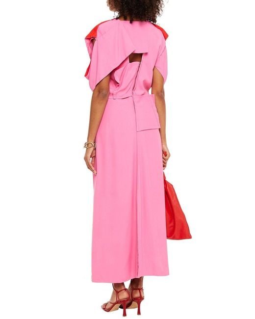 Bottega Veneta Pink Midi Puff Sleeves Midi Dress It 40 (us 4)