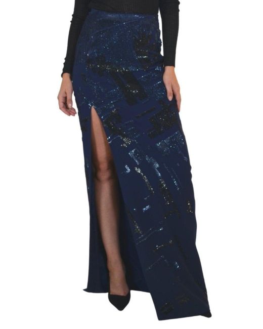 Mugler Sequins Embellished Blue Maxi Skirt