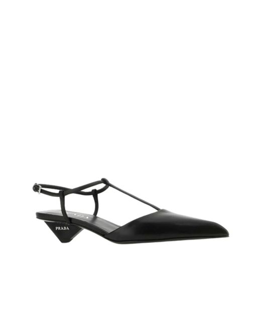 Prada Black Leather Slingback Pumps
