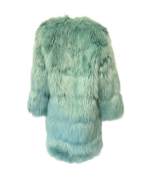 Gucci Green Faux Fur Coat In Mint Color