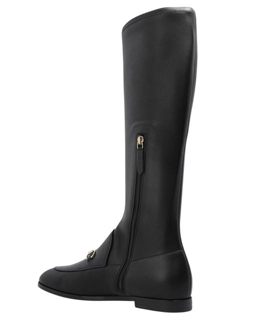 Gucci Jordaan Black Leather Knee-high Boots