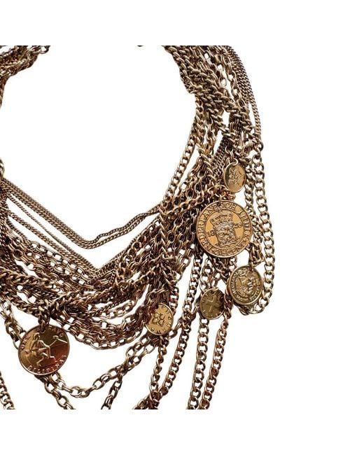 BCBGMAXAZRIA Brown Layered Coin Charm Statement Necklace