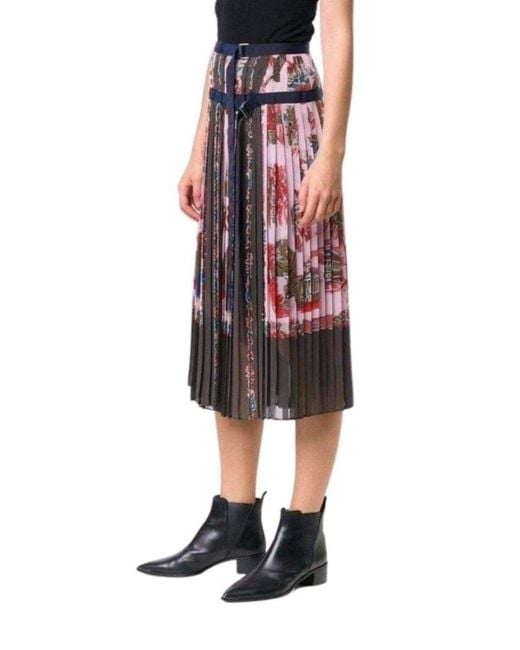 Sacai Multicolor Printed Pleat Skirt