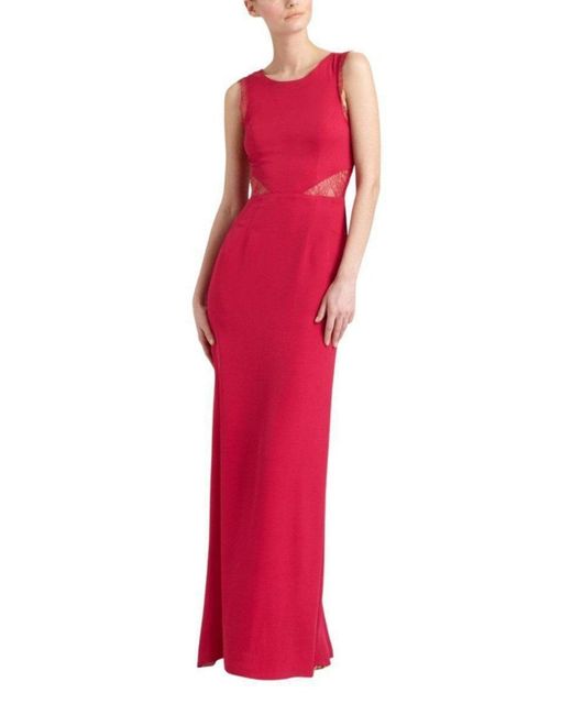 BCBGMAXAZRIA Red Karey Maxi Lace Detail Turkish Pink Dress