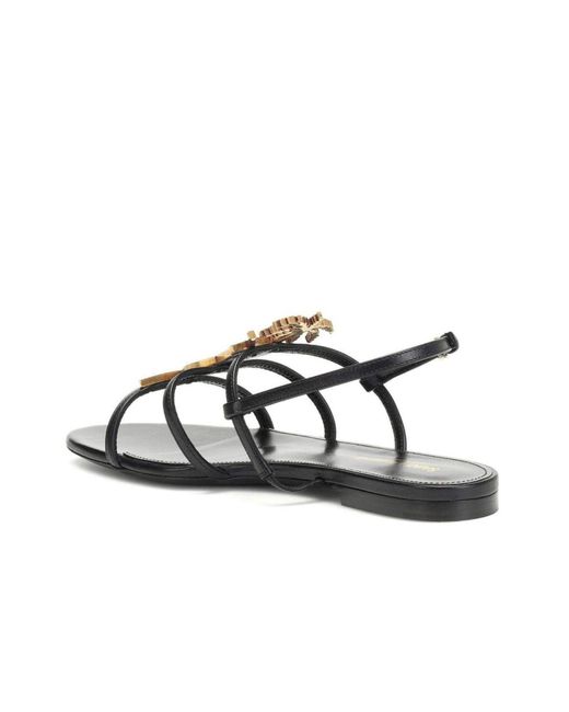 Saint Laurent Black Metal Monogram Cassandra Sandals It 36