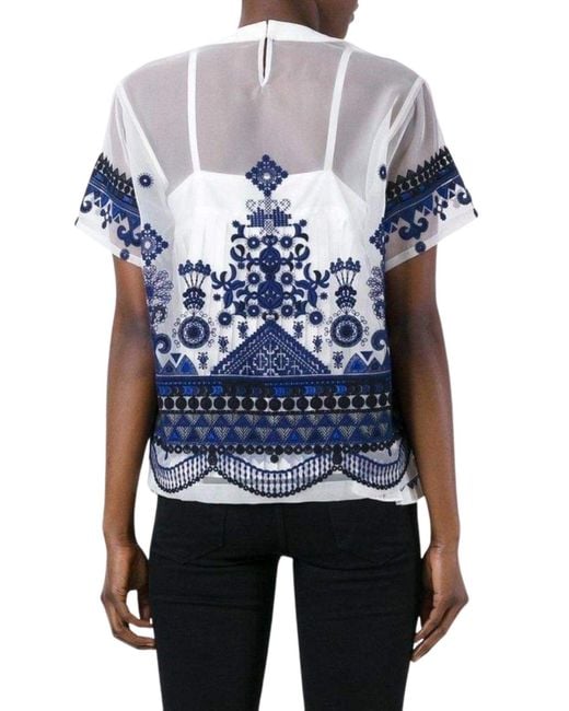 Sacai Blue Lace Organza Top L