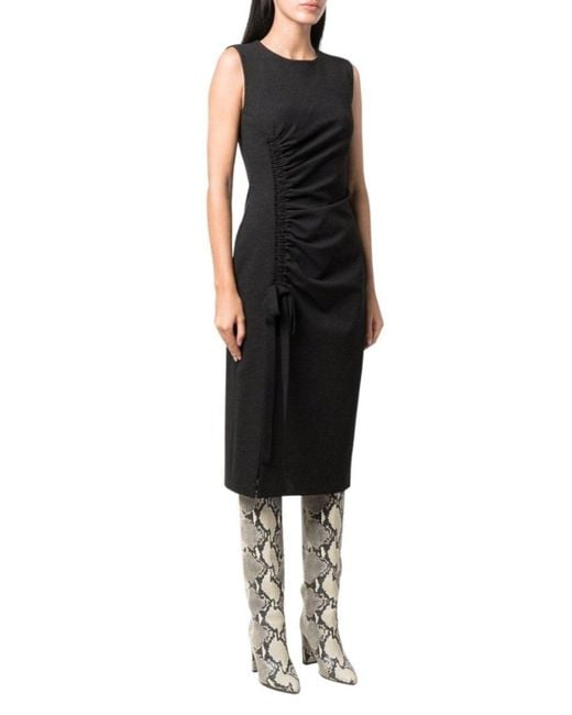 Oscar de la Renta Black Gathered-detail Shift Dress