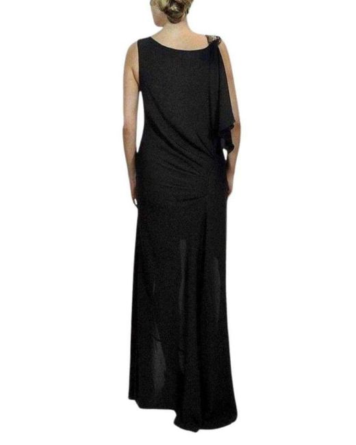 BCBGMAXAZRIA Black Beaded High Low Gown