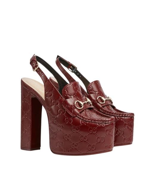 Gucci Red Ottavia GG Platform Pumps 145mm