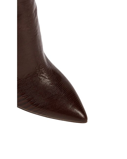 Paris Texas Brown Crocodile-effect Leather Knee-high Boots